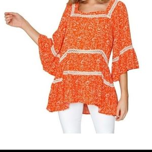 Free People top orange/cream color size M